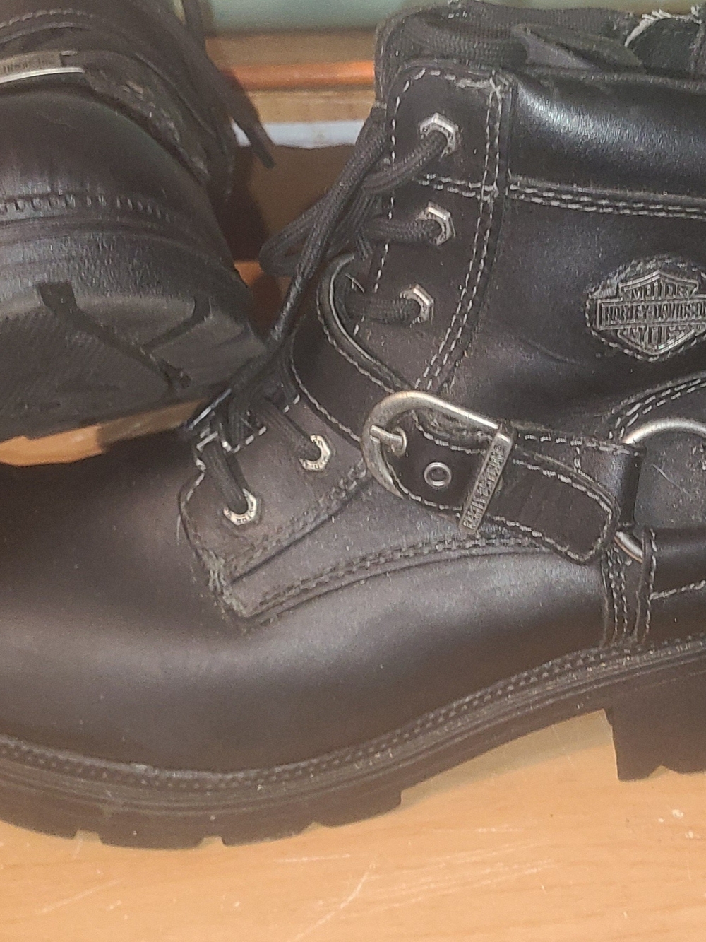 Harley-Davidson Women's Tegan Black Leather Lace Up Biker Boots Size 8.5M - Picture 7 of 8